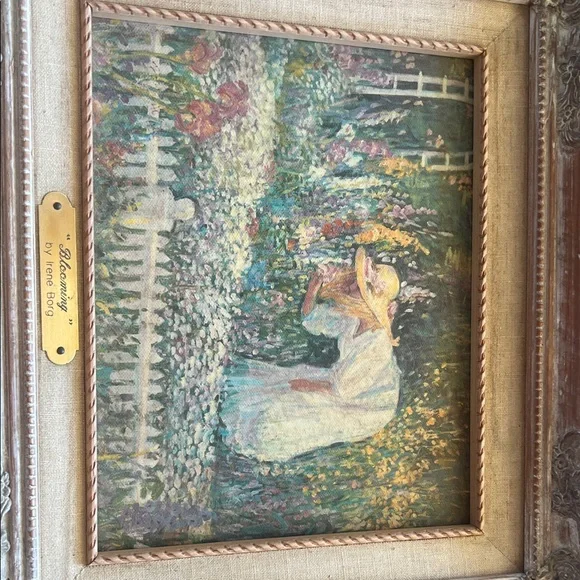 Beautiful Vintage Framed Garden Painting - Picture 2 of 6